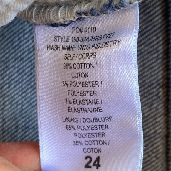 RE/DONE original Ultra High Rise Stove Pipe Vintage Indigo Destroy Jean Size 24 - Picture 7 of 10